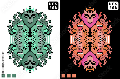 Tiger with crown holding glass of wine in hype style. illustration for t shirt, poster, logo, sticker, or apparel merchandise.
