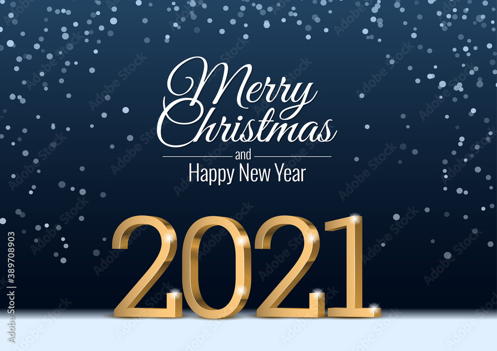 Vector text Design 2021. gold 3d numbers. Happy new year template greeting card.