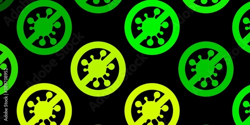 Dark Green, Yellow vector pattern with coronavirus elements.