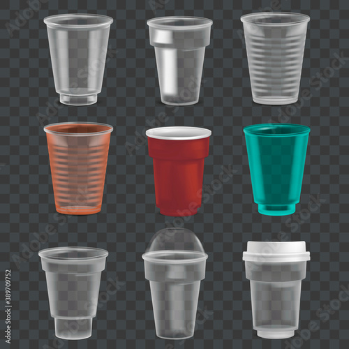Realistic 3d Detailed Colorful Plastic Glasses Set. Vector