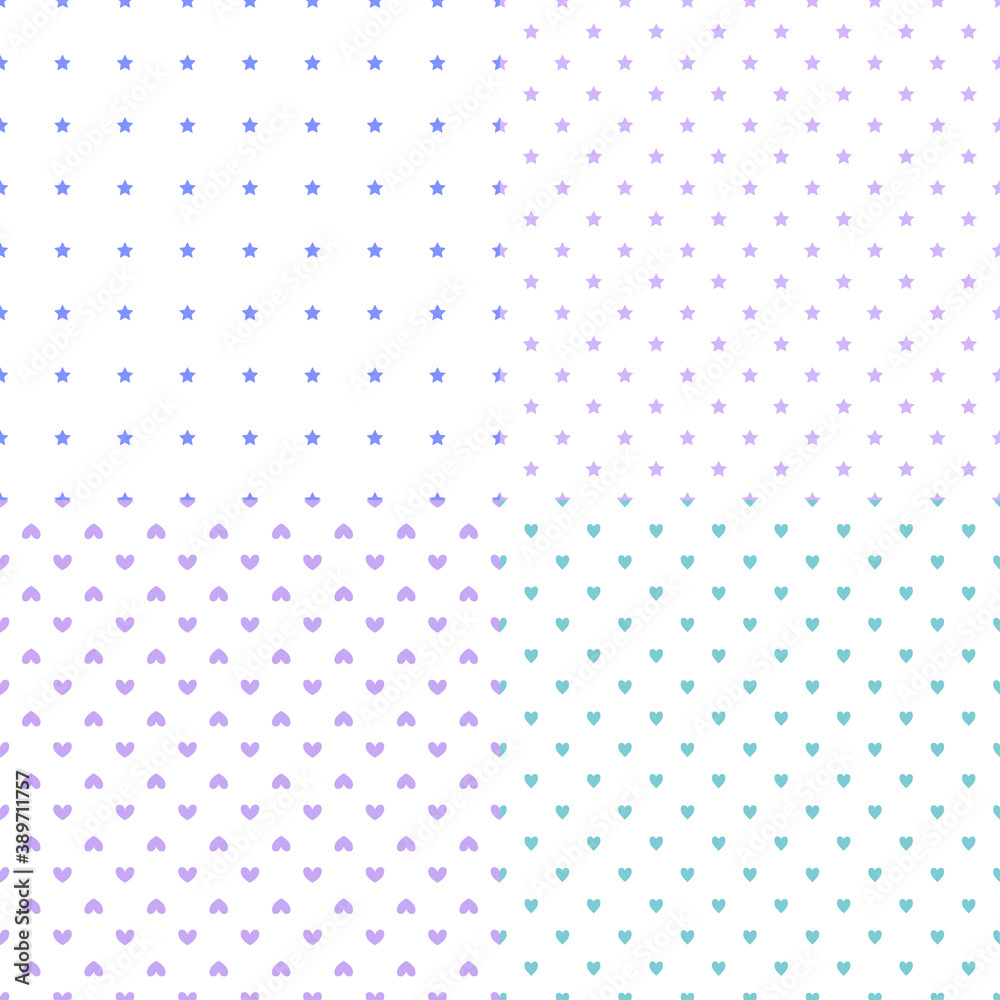 Set of backgrounds stars and hearts. Colored simple pattern. Starry background. Prints for banners, posters and fabrics