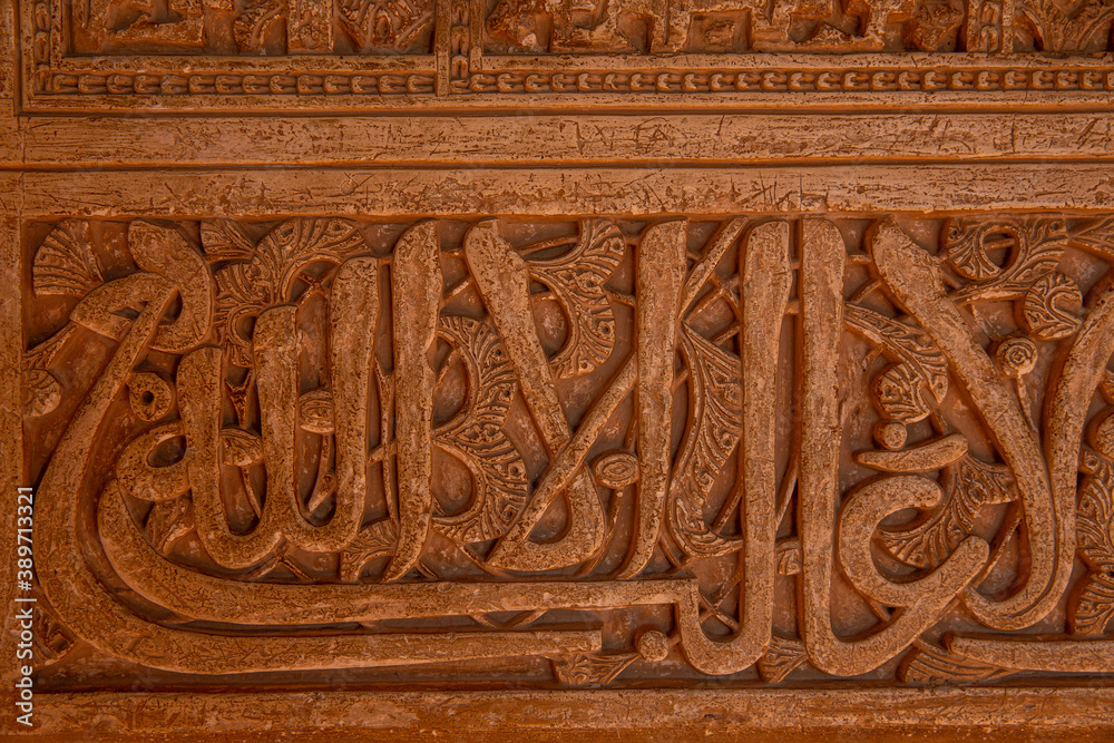 Detail of the royal palace Nazaries of the Alhambra, Granada, Andalucia, Spain