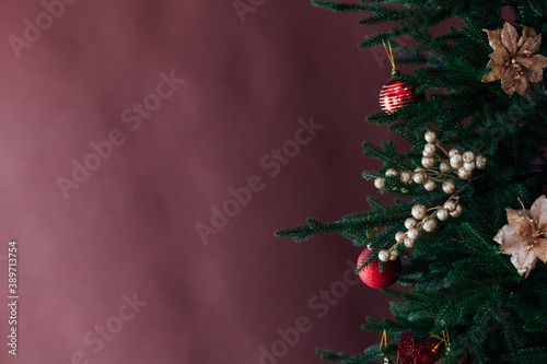 Christmas tree garland New Year's Eve place for inscription decor © dmitriisimakov
