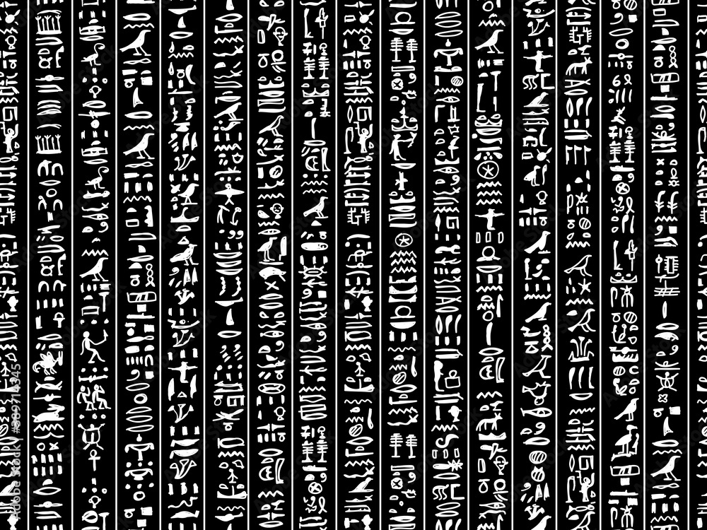 Egypt hieroglyphs, seamless pattern for your design - obrazy, fototapety, plakaty 