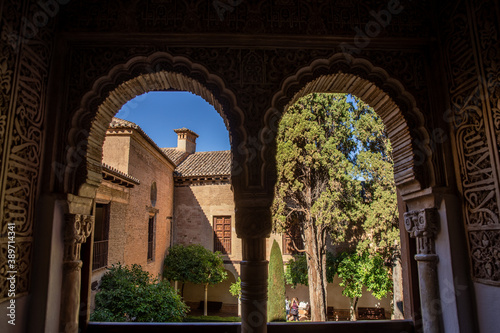 Detail of the royal palace Nazaries of the Alhambra  Granada  Andalucia  Spain 