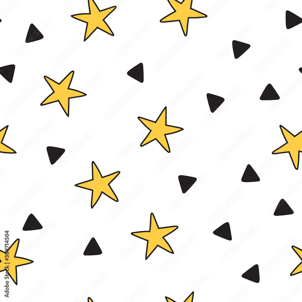 Stars and triangles doodles seamless pattern. Background texture. Stars and triangles doodles seamless pattern. Background texture.