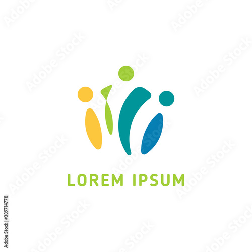 Fulcolor people logo on circle wherein body of the people on negative space