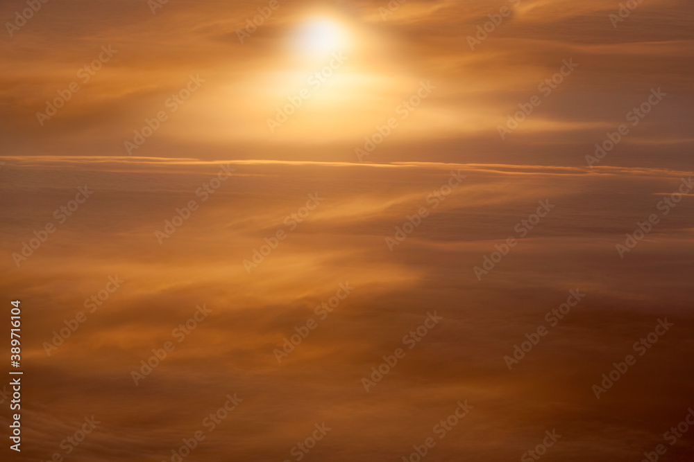 The Aerial Sunset With Clouds Over Atlantic Ocean The Aerial Sunset With Clouds Over Atlantic Ocean