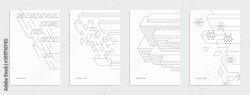 Abstract geometric technological banner. Corporate identity flyer. Vector set background.