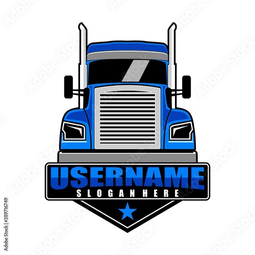 semi truck logo design vector