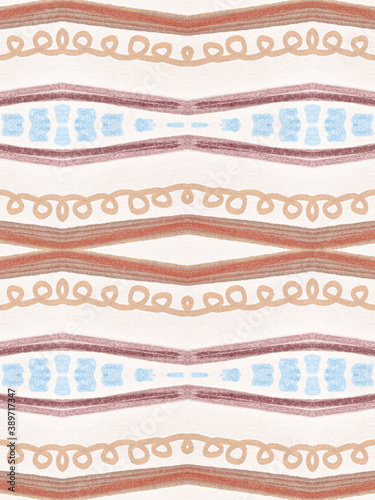 Blue Ethnic Pattern. Vintage Tribal Ornament. 