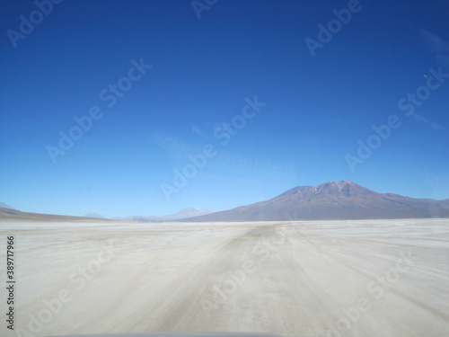 Exploring the salt flats  deserts and mountain landscapes around Salar de Uyuni in Bolivia  South America