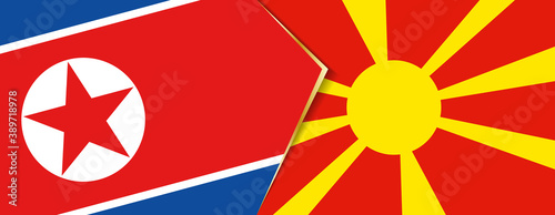 North Korea and Macedonia flags, two vector flags.