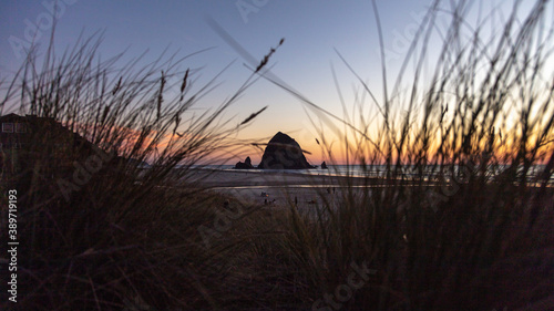 sunset over the sea Oregon coast Cannon Beach