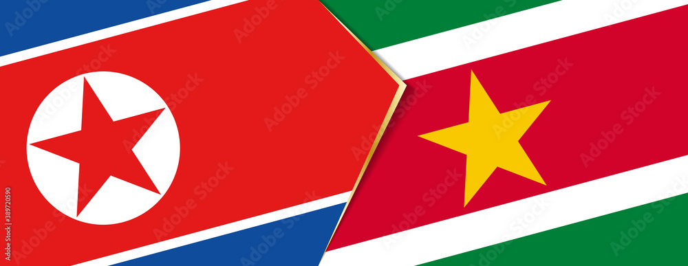 North Korea and Suriname flags, two vector flags. North Korea and Suriname flags, two vector flags.
