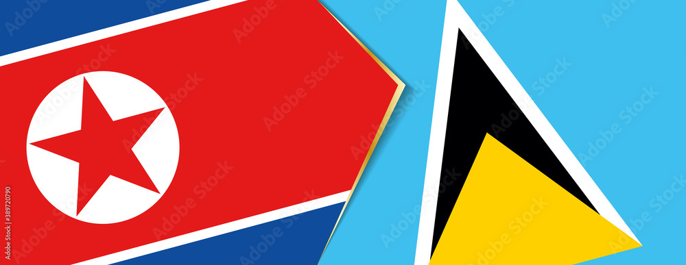 North Korea and Saint Lucia flags, two vector flags. North Korea and Saint Lucia flags, two vector flags.