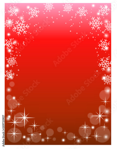 背景（冬、雪とキラキラ、赤）