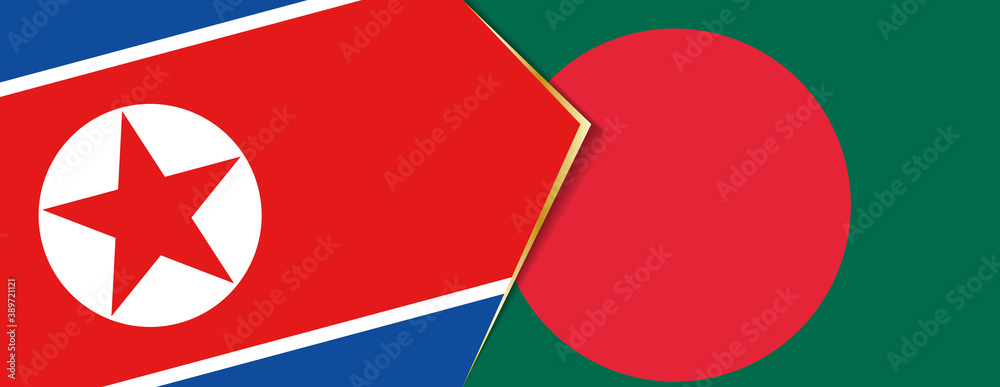 North Korea and Bangladesh flags, two vector flags. North Korea and Bangladesh flags, two vector flags.
