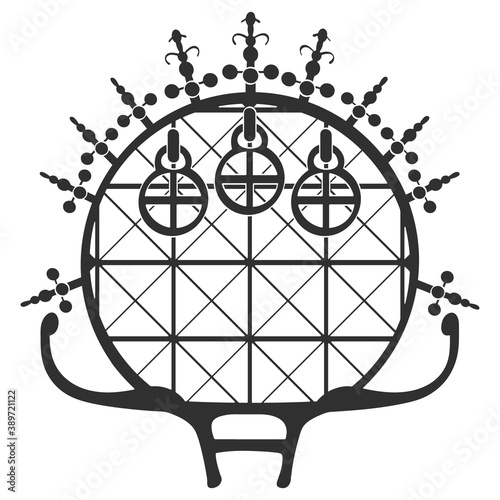 vector monochrome icon set with ancient symbol Hittite sun disk for your project