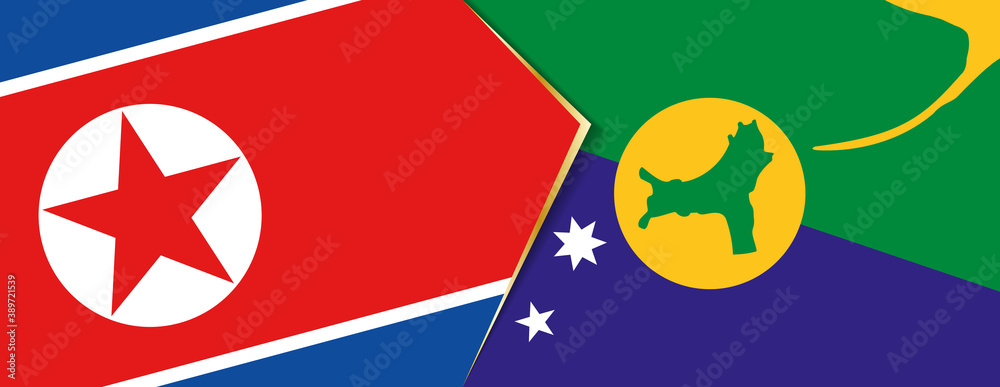 North Korea and Christmas Island flags, two vector flags. North Korea and Christmas Island flags, two vector flags.
