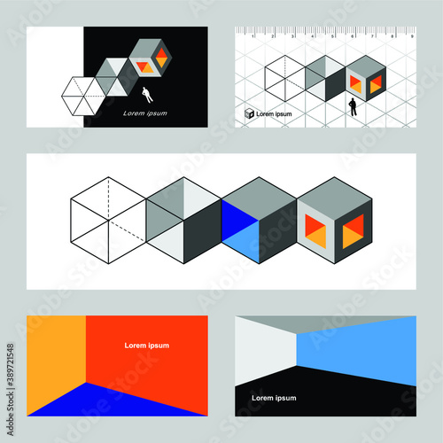 Vector isometric abstract house, concept of construction. Can be used for builder and architect business card, logo design for building company