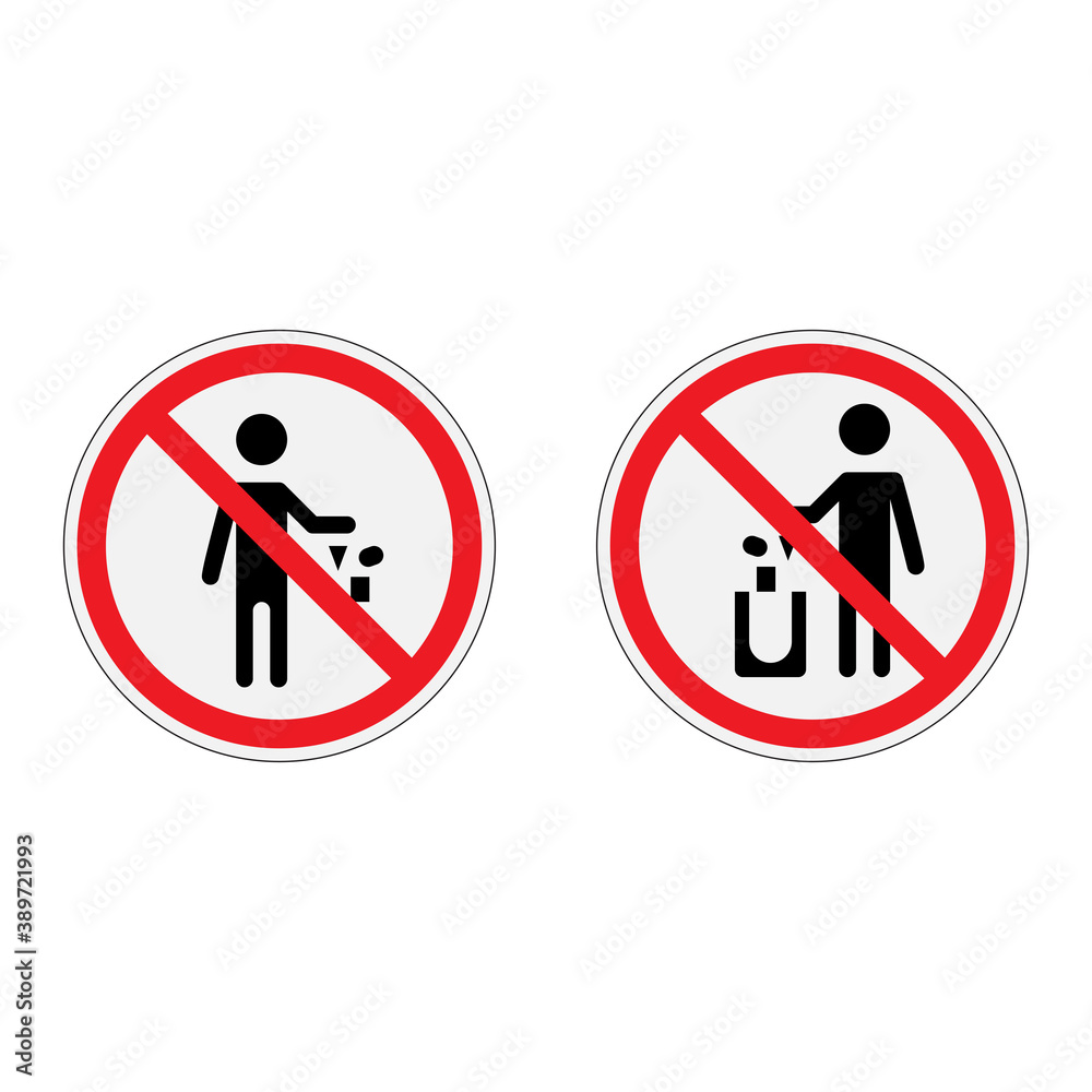 No littering vector sign illustration isolated on white background. forbidden to throw garbage, we can not throw garbage, no debris, editable vector image No littering vector sign illustration isolated on white background. forbidden to throw garbage, we can not throw garbage, no debris, editable vector image