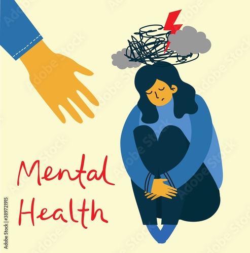 Mental health illustration concept. Psychology visual interpretation of mental health.