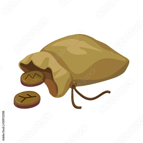 Isolated object of bag and runes symbol. Graphic of bag and sack stock vector illustration.