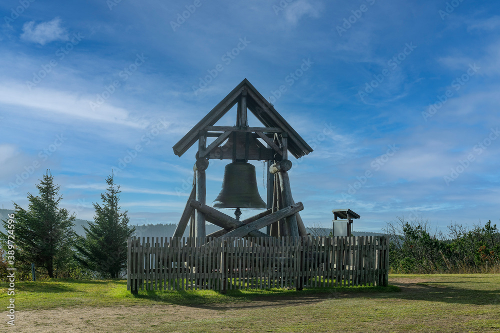 The peace bell on Fichtelberg mountain top at the ore mountains