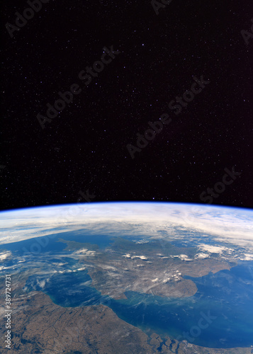 Fototapeta Naklejka Na Ścianę i Meble -  The UK from the International Space Station (ISS). Elements of this immage supplied by NASA.