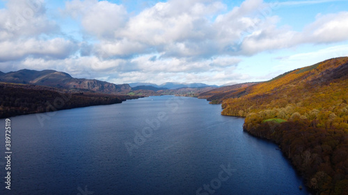 Aerial Shots of Coniston Water, located in the lake district in England. 