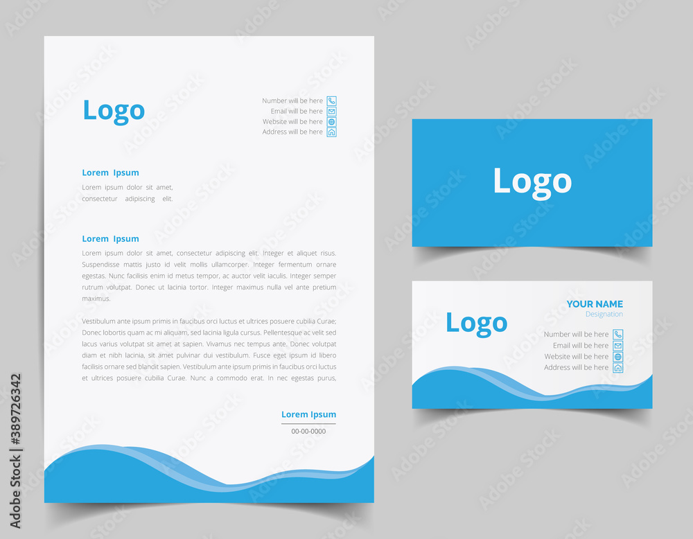 Corporate letterhead and business card design set, Branding stationery design business style pattern. fully editable 