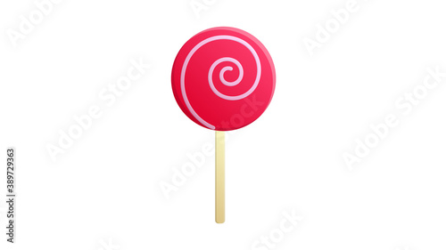sweet round caramel on a stick, on a white background, vector illustration. appetizing red lollipop, sugar candy. snack for children while planting a circus or zoo