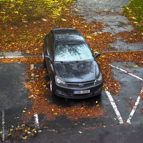 Chomutov, Czech republic - November 01, 2020: black german car Opel Astra H