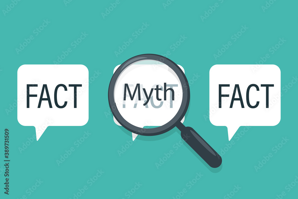 Fact Myth speech bubble concept design. Clipart image.