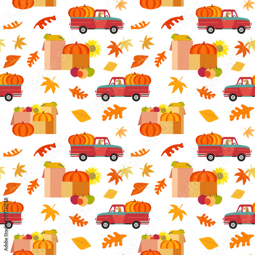 Thanksgiving Fall fest pumpkin seamless pattern