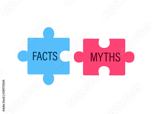 Facts vs Myths concept. Clipat image.
