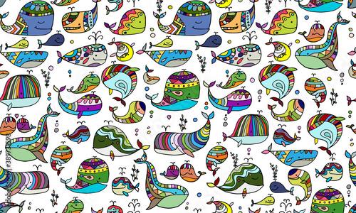 Whales collection, seamless pattern for your design