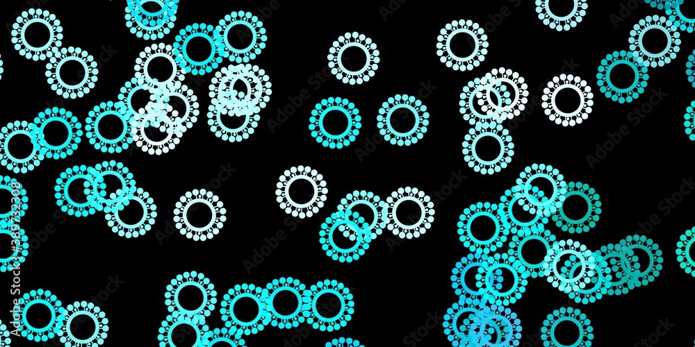 Dark blue vector background with covid-19 symbols. Dark blue vector background with covid-19 symbols.