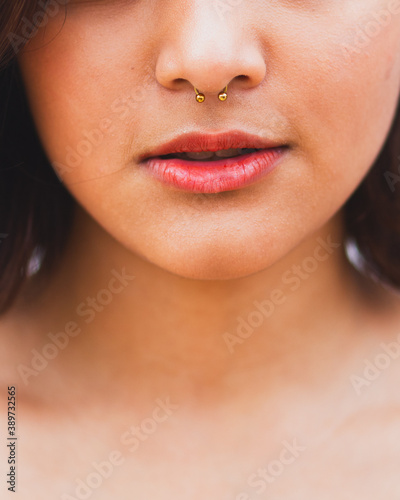 Bilde på lerret SUBANG JAYA, MALAYSIA - Nov 07, 2019: Girl with septum piercing