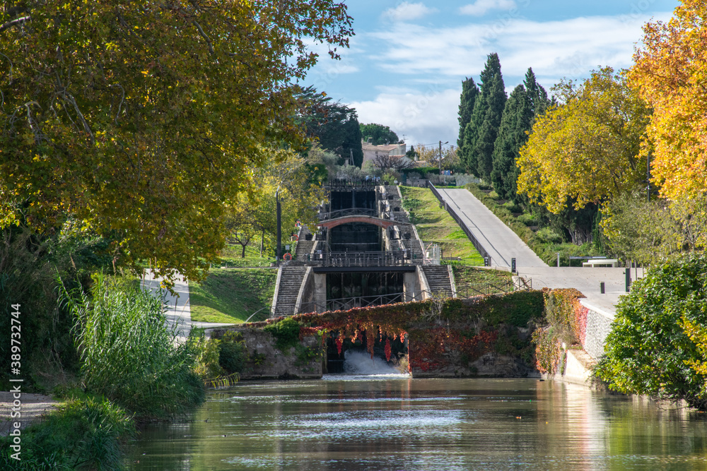 Looking up the Canal du Midi to the stages of the Fonserannes Locks outside  Beziers, France Photos | Adobe Stock