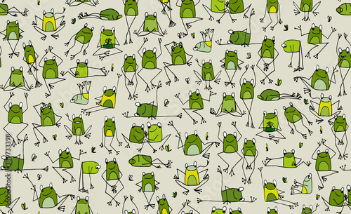 Funny frogs pattern, sketch for your design