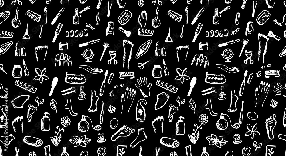 Manicure and pedicure, seamless pattern for your design Manicure and pedicure, seamless pattern for your design