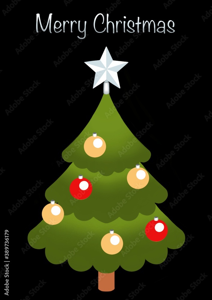 Merry christmas with tree Black background Merry christmas with tree Black background