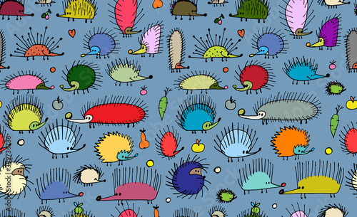 Funny hedgehogs, seamless pattern for your design