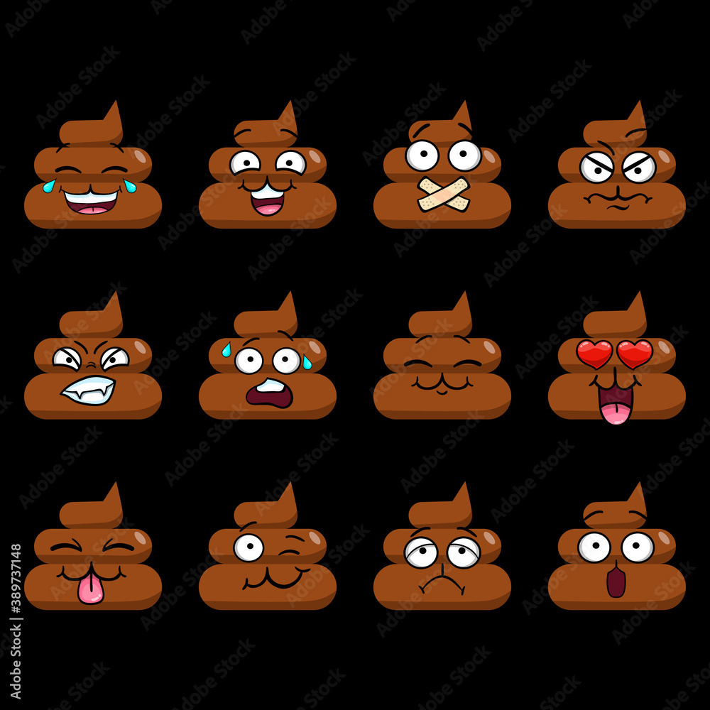 Big vector set with funny cute poop emoji Big vector set with funny cute poop emoji