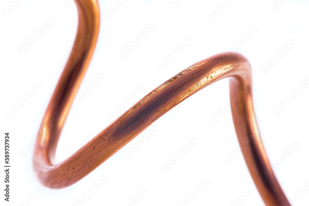 Macro of copper wire isolated on white background Macro of copper wire isolated on white background