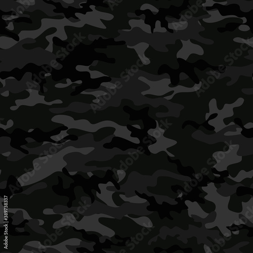  Black camouflage vector night background for printing clothes, fabric.
