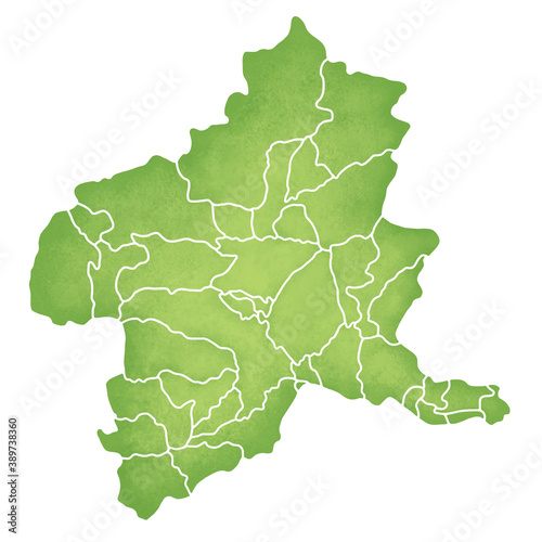 境界線のある群馬県の地図