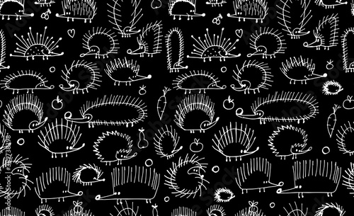 Funny hedgehogs, seamless pattern for your design